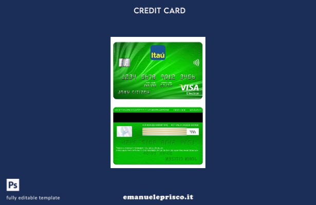 modello di carta elettronica visto bancario Uruguay Itau stile verificato